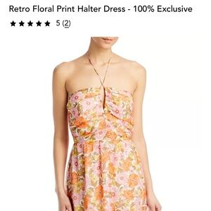 Aqua | Retro Floral Print Halter Dress | XL